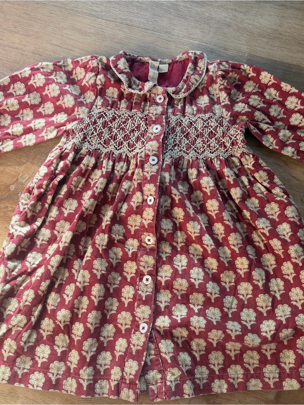 Smocked Maroon Floral Nightgown for Kids